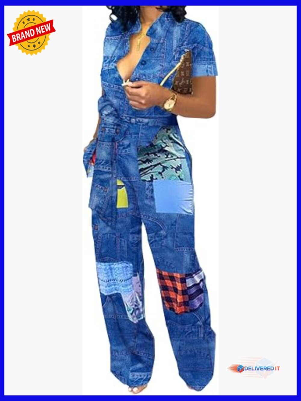 Elegant Casual Short Sleeve Jumpsuit with Belt and Pockets